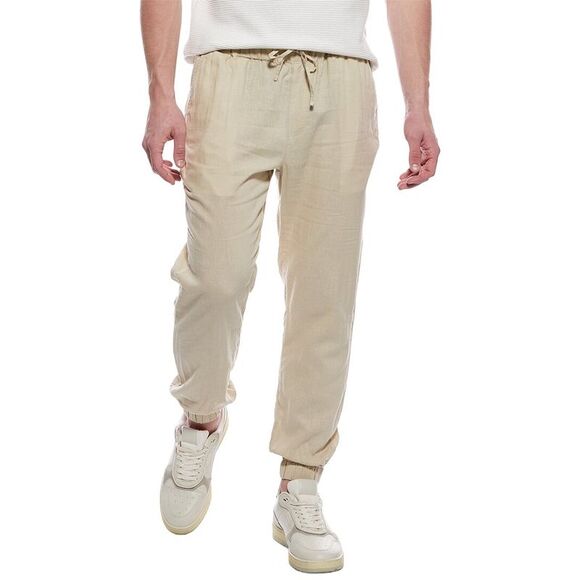 Tahari Other - Tahari Mens  Drawstring Linen-Blend Jogger Pant, Tan